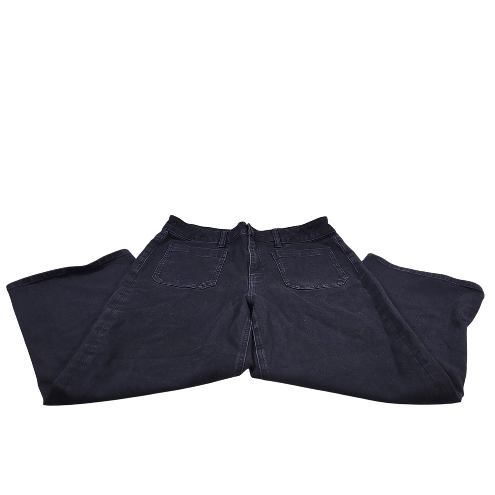 Quince Wide Leg Jeans Women 31 Black Excellent Organic Cotton Patch Pocket Denim